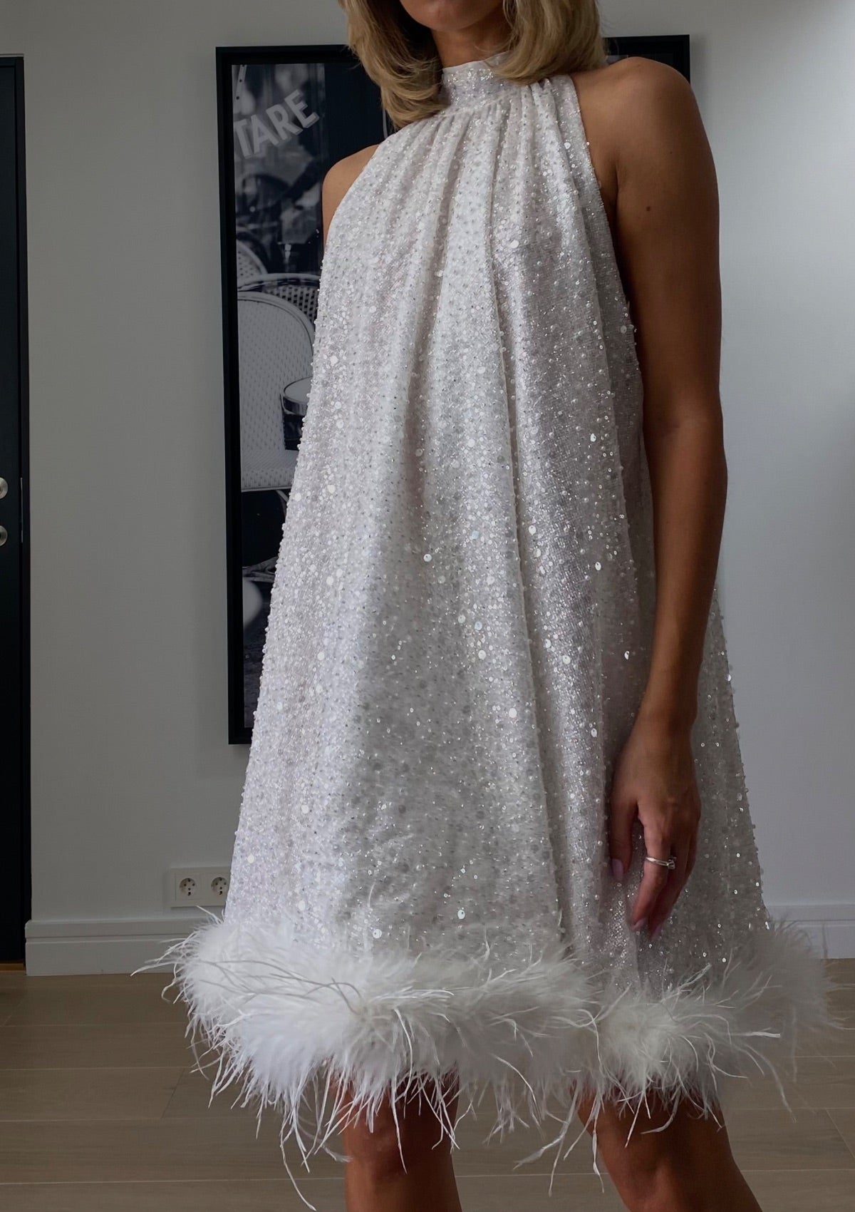 Helene Sequin Dress. White. PRE-ORDER