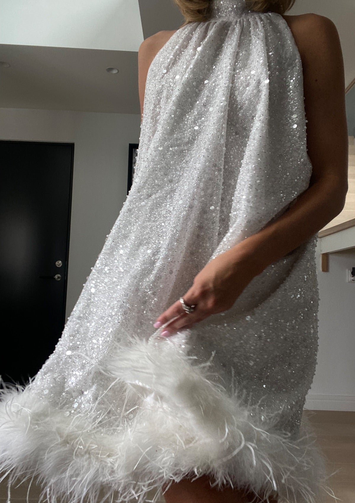 Helene Sequin Dress. White. PRE-ORDER