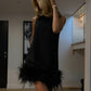 Isabella Dress Black With Feathers