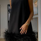 Isabella Dress Black With Feathers