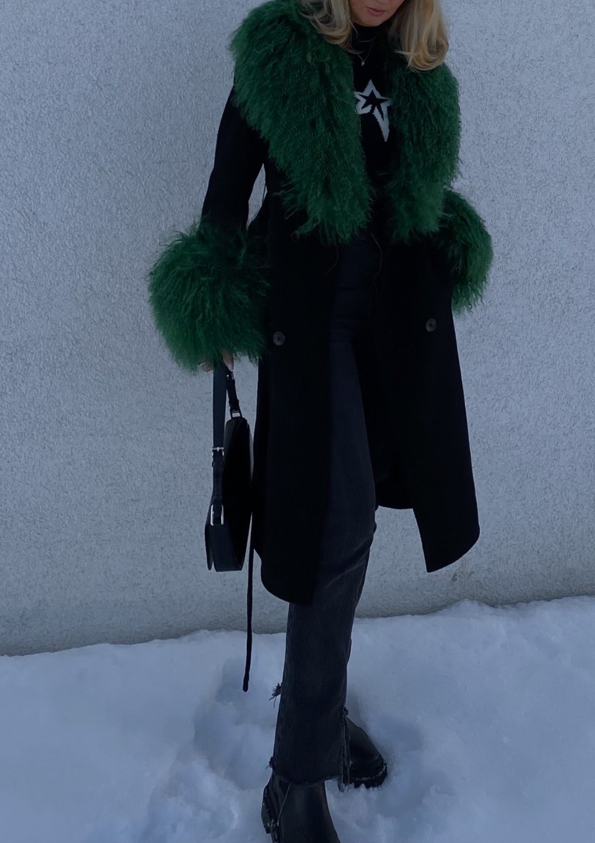 Bella Coat- Black/ Green